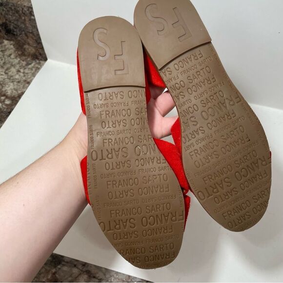 Franco Sarto Red Leather Casual Sandals - Picture 5 of 7